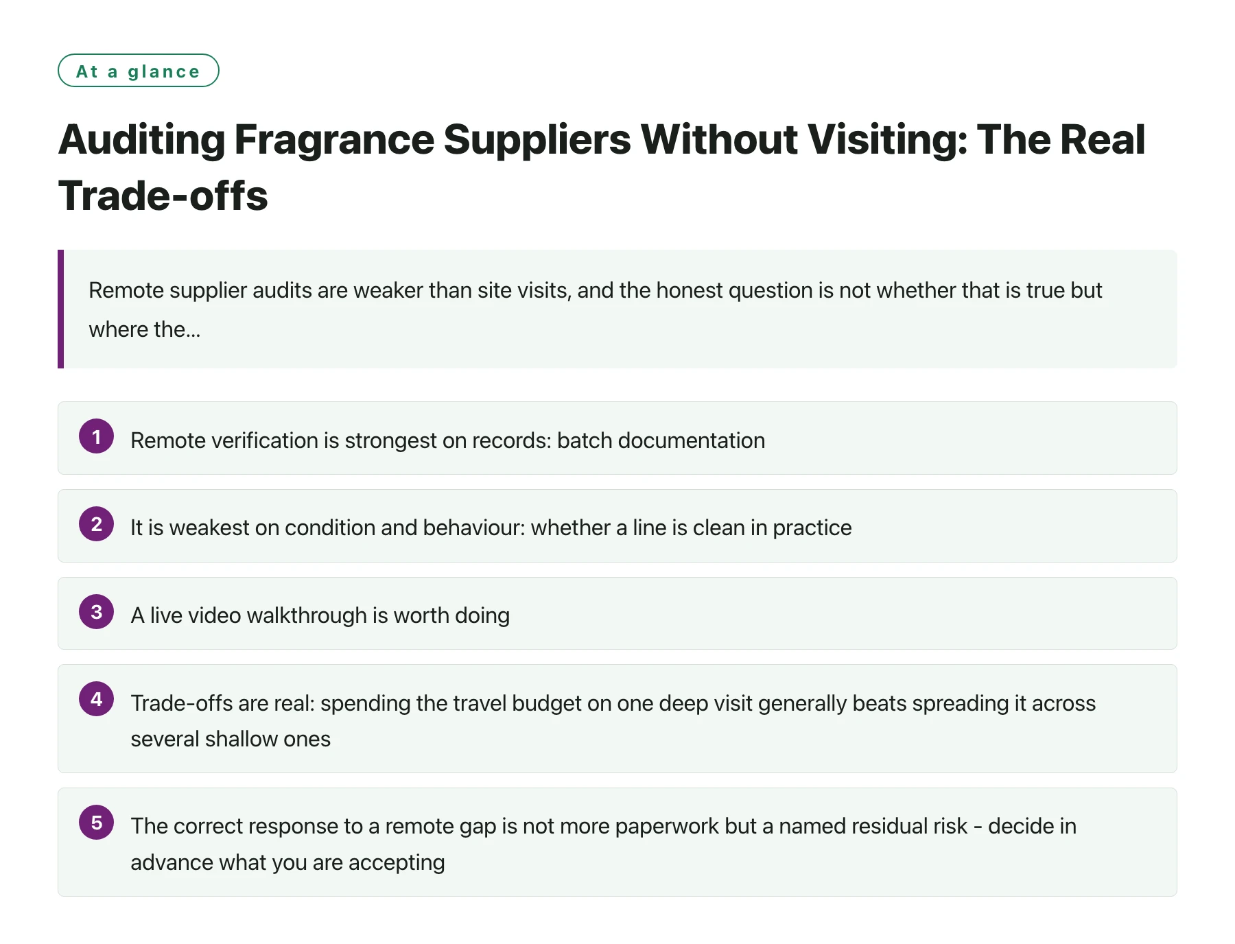 Auditing Fragrance Suppliers Without Visiting: The Real Trade-offs——全文要点速览
